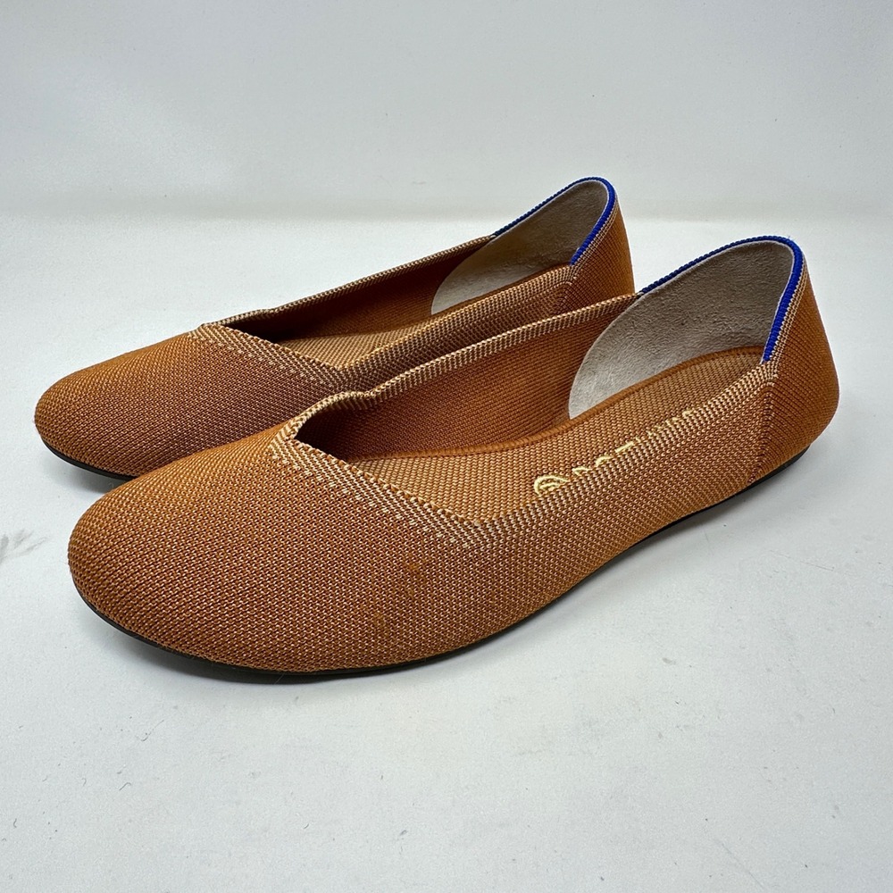 Rothys The Flat Cinnamon Brown Knit Round Toe Ballet Flats Womens 10.5